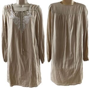 Michael Kors ~ khaki colored w/ white embroidery detail ~ fully lined ~ size S